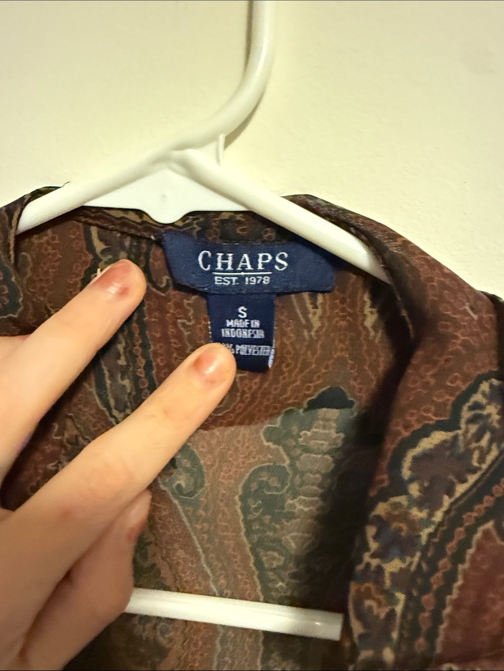 Chaps Rust Brown Paisley Ruffle Front Blouse - Picture 2 of 3